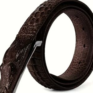Sophisticated Crocodile Pattern Leather Belt